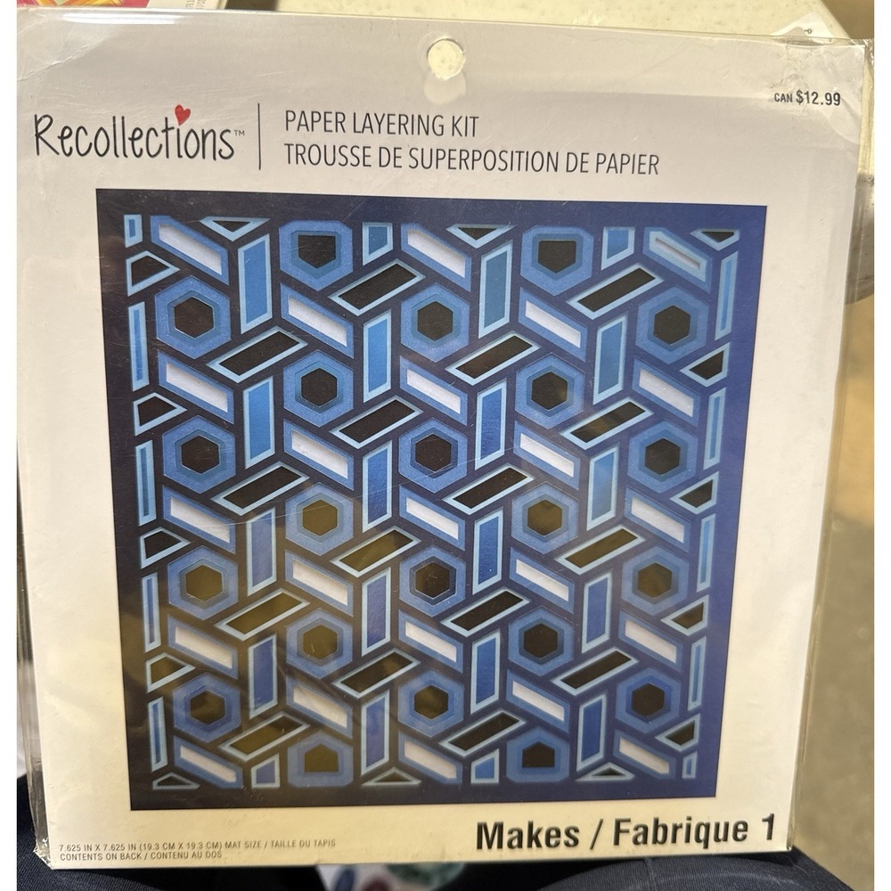 Recollections Blue Geometric Paper Layering Craft Kit New